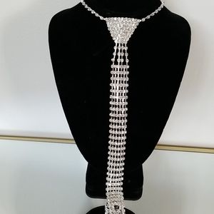 Rhinestone fashion tie necklace
